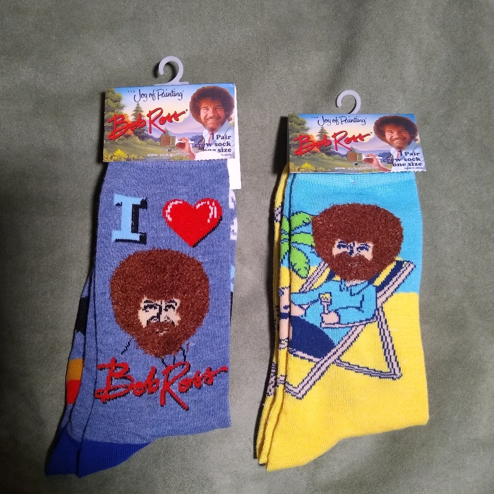 Bob Ross Novelty Socks 2 Pair Bundle